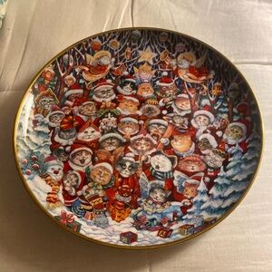 SANTA CLAWS AND SING HOWL-ALUJAH Bill Bell Christmas Plates Set 2 FRANKLIN MINT